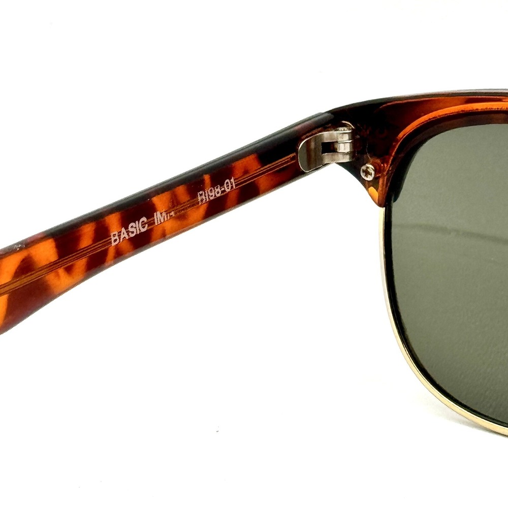 Classic Round Fashion Sunglasses Tortoise Gold Designer Frame Black Lenses Style - Picture 7 of 12